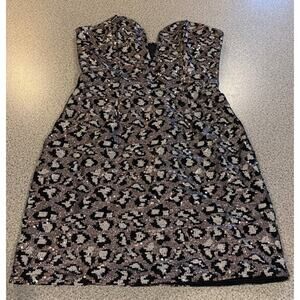 Forever 21 Sequined Leopard Strapless Mini Dress - Size M